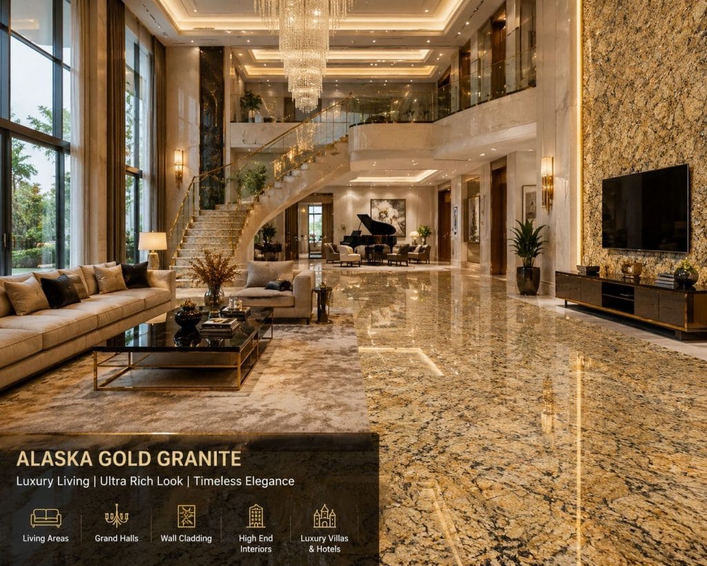 Alaska Gold Granite Living Room